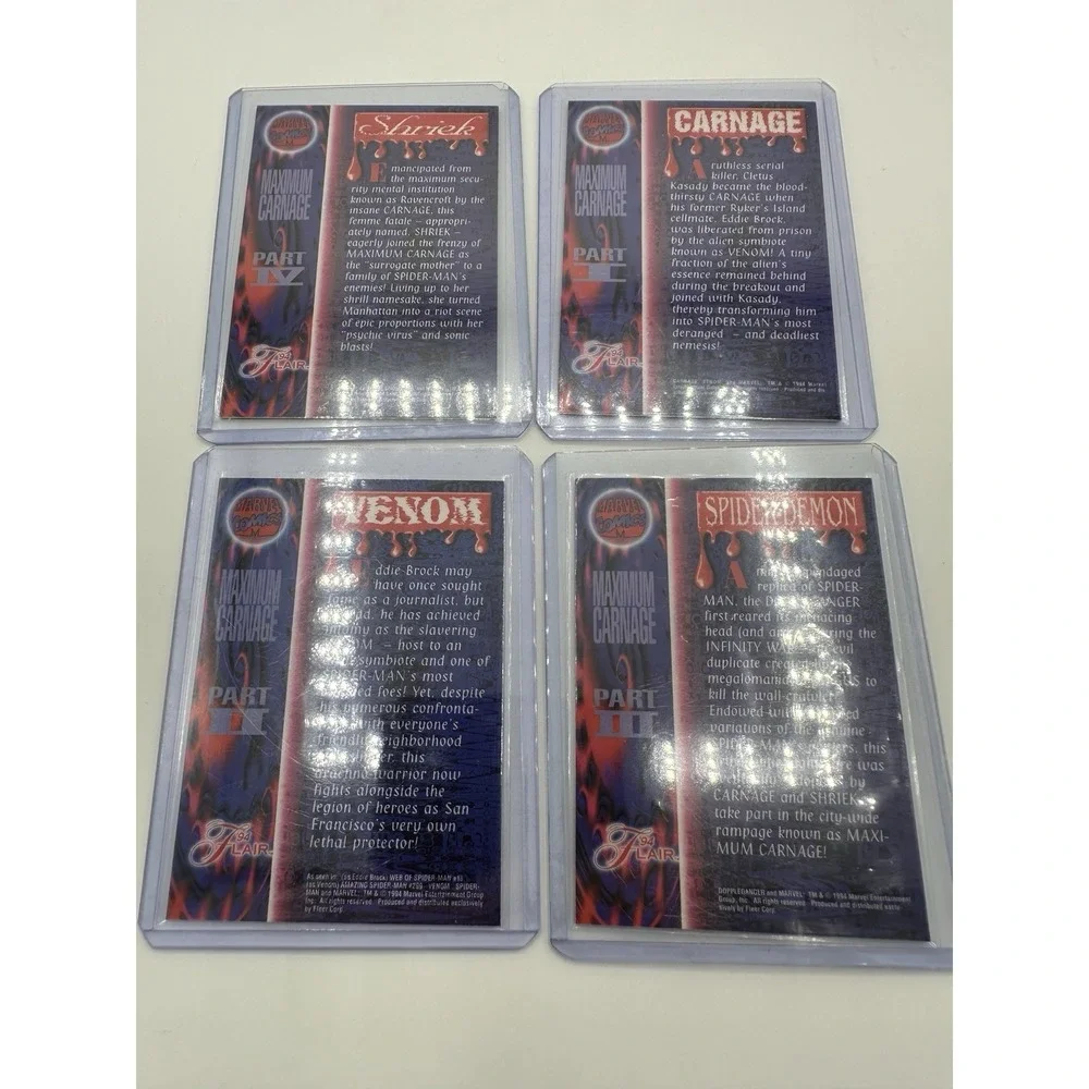 1994 Flair Marvel Maximum Carnage Cards Lot Part I-IV Venom Carnage NM